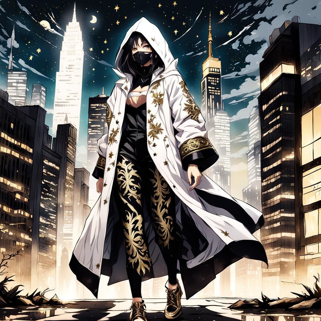 Anime Girl on Magic City Building at Night