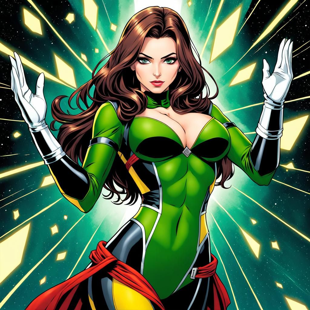 Marvel-Style Woman with Cutout Effect