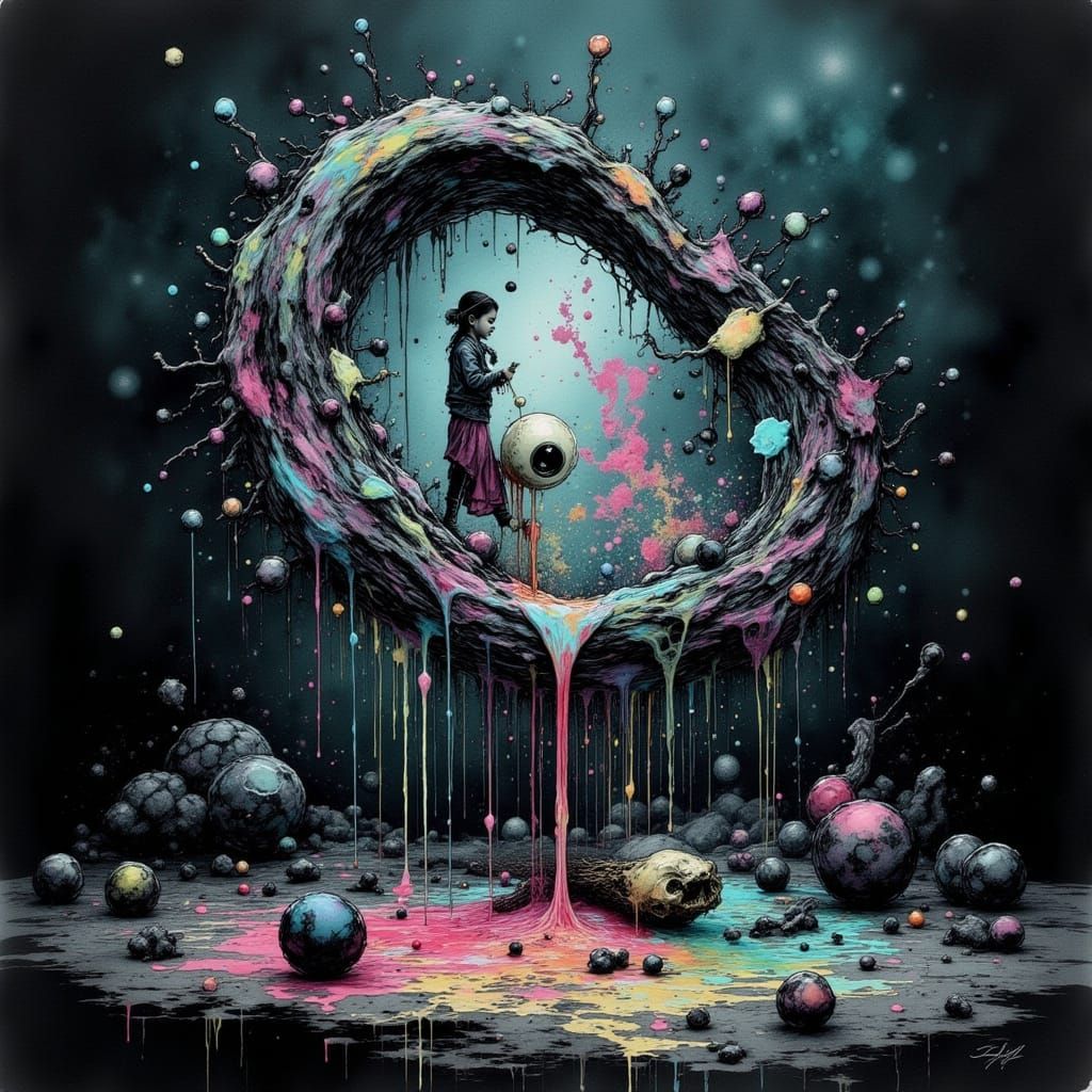 Surreal Shattered Glass Shards in Salvador Dali Style