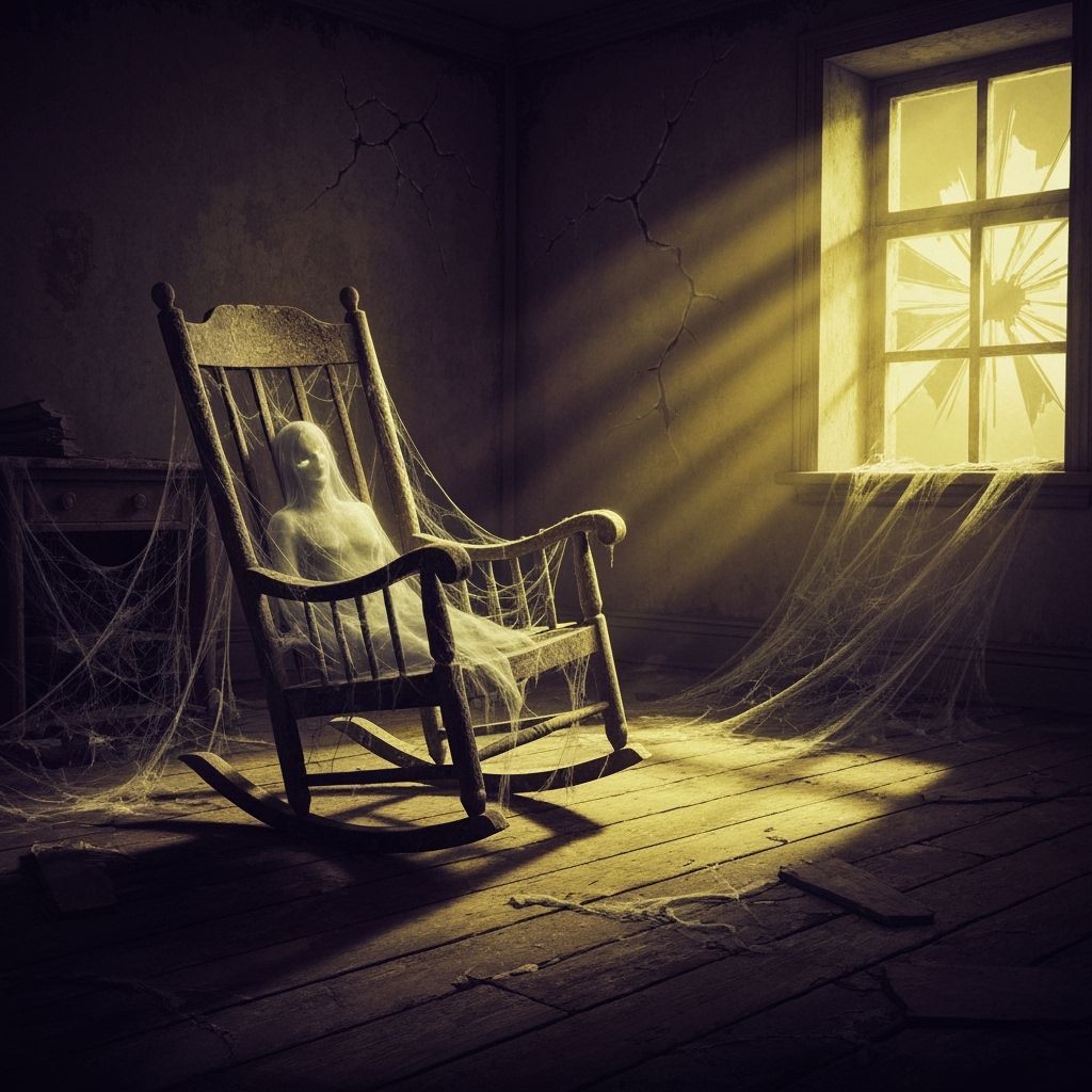 Ghostly Figure in Abandoned Room, Splash Art Style