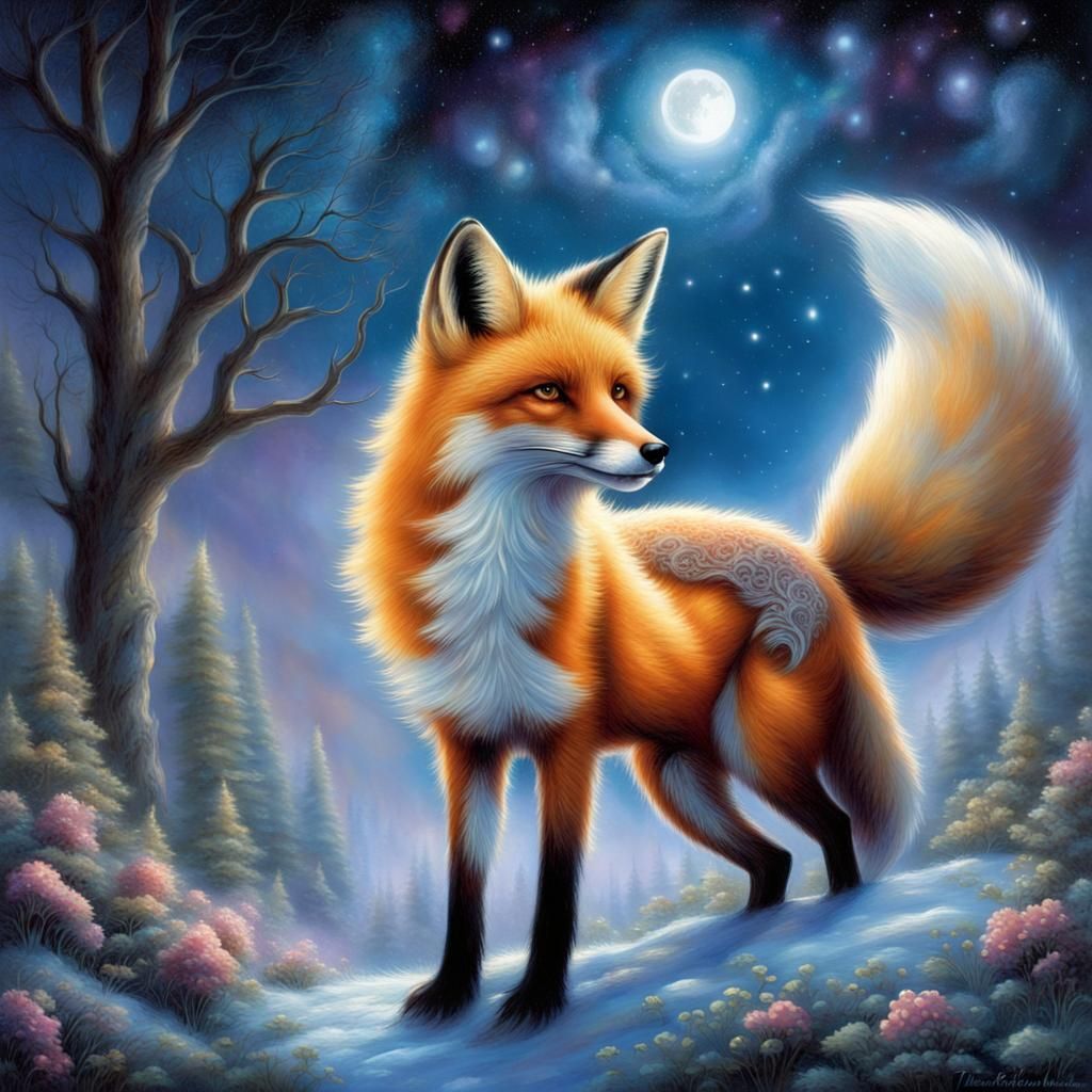 Mystical Fox Adorned with Glowing Patterns