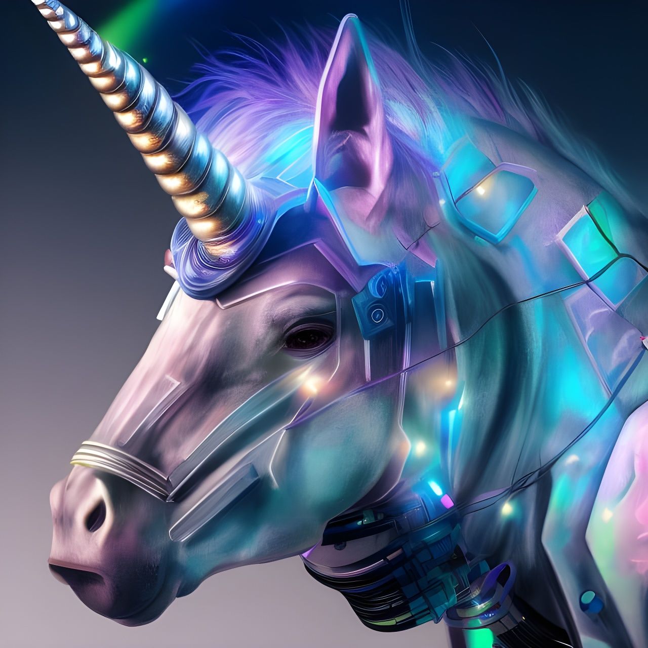 Cyberpunk Unicorn in Photorealistic Style