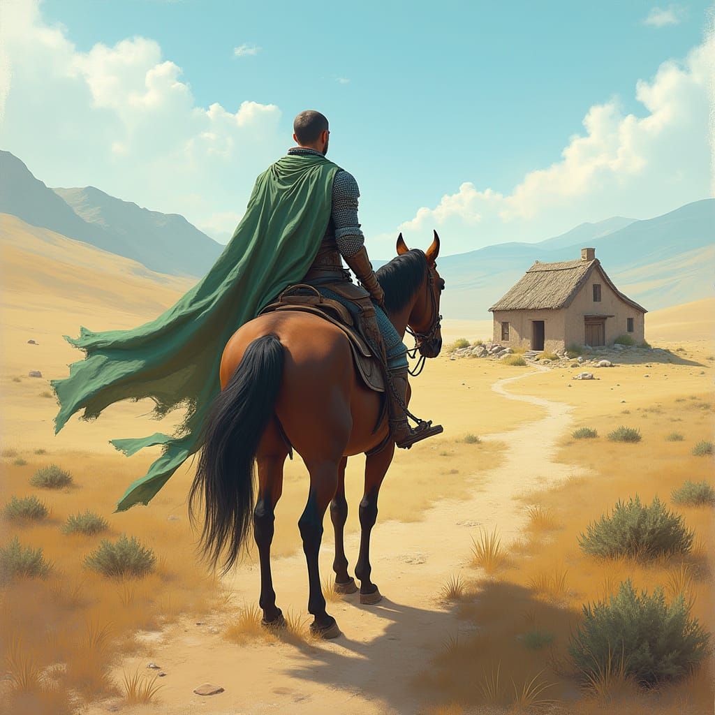 Medieval Knight Rides into the Sunset in a Fantastical Lands...
