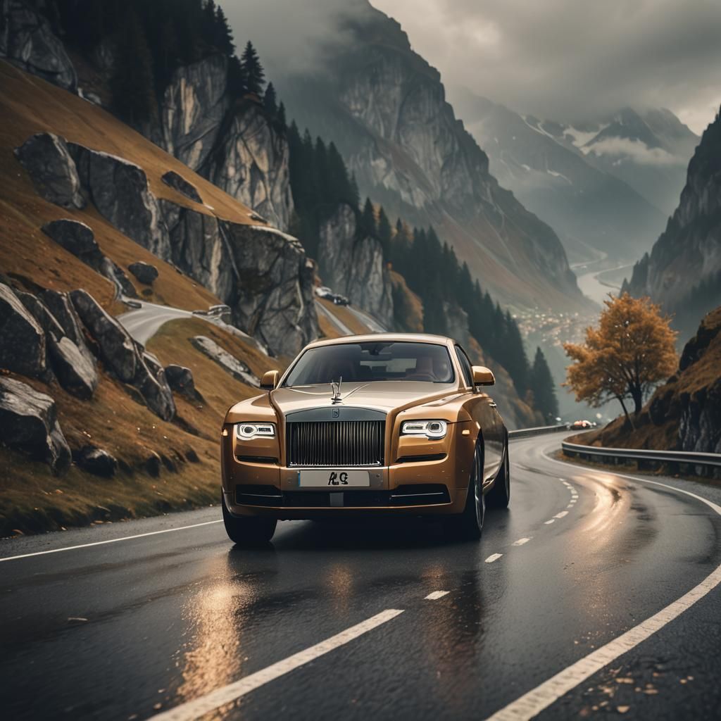 Luxury Rolls Royce on Swiss Alpine Road in 8K