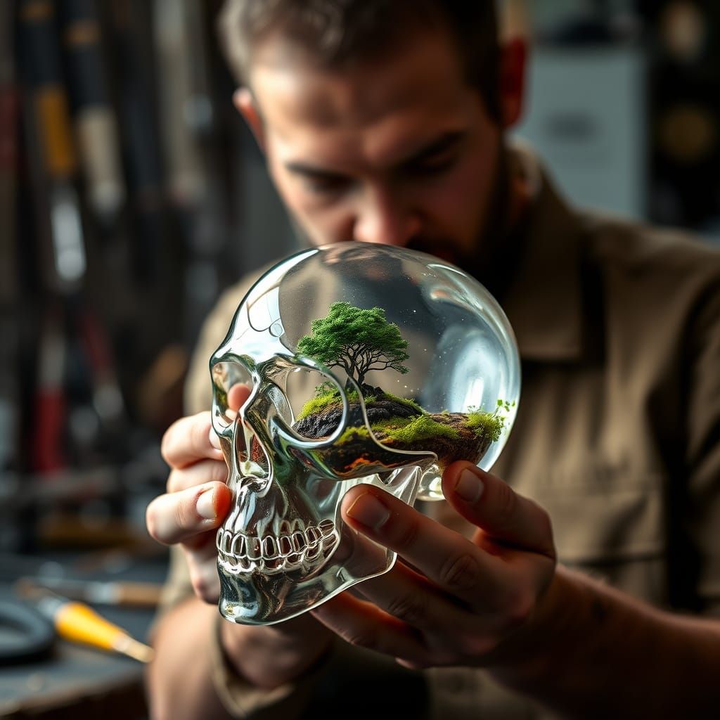 Glassblower Creates Forest in Crystal Skull
