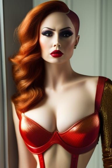 Shaved Head Pin-Up in Art Nouveau Style