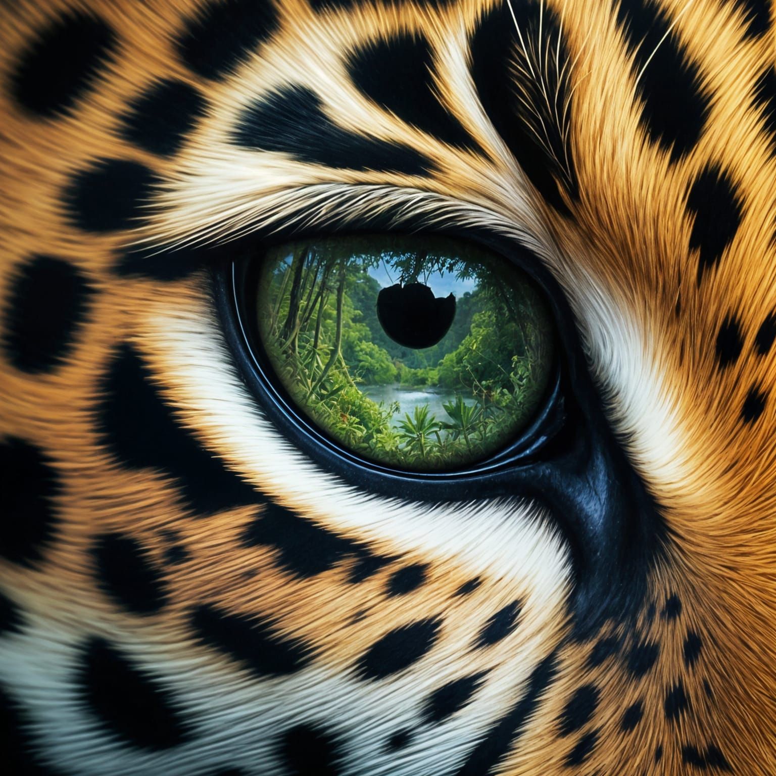 Jaguar's Enchanted Tropical Gaze in Vibrant Detail