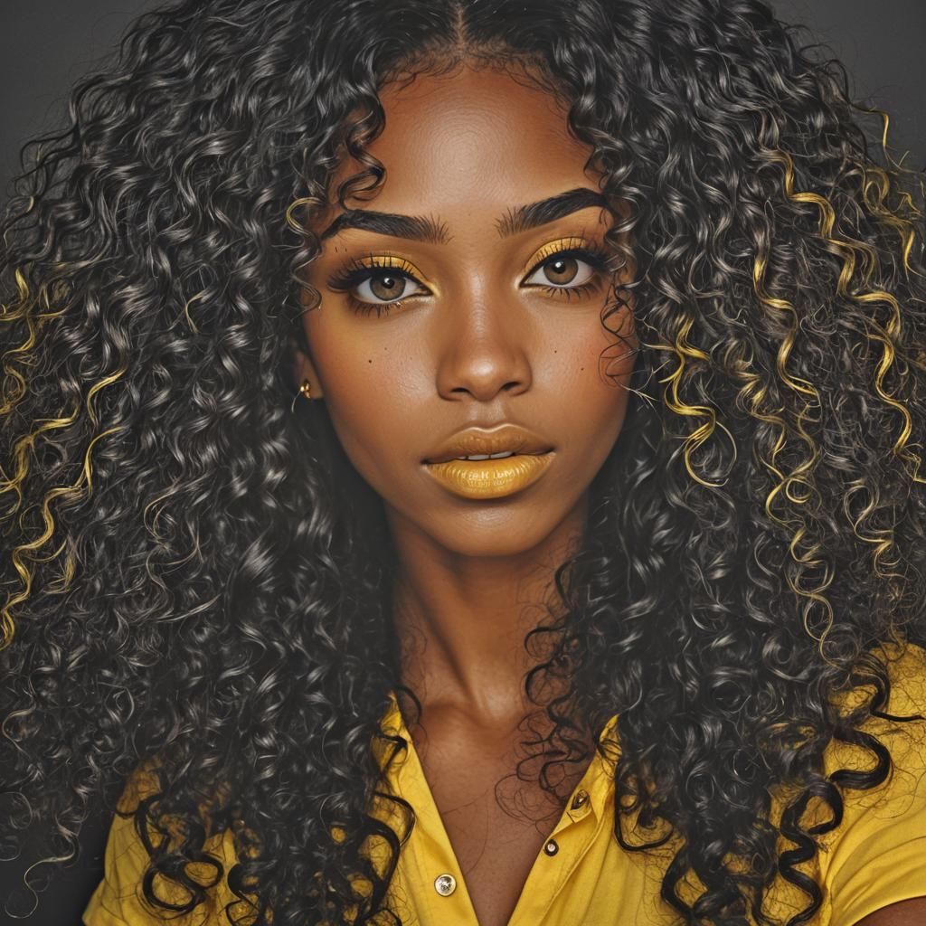 Portrait of a Beautiful Woman with Curly Hair