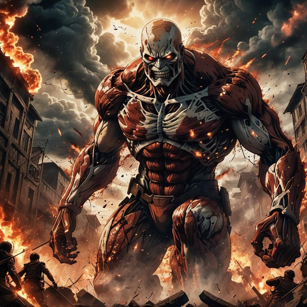 Colossal Titan Breaks Through Wall Maria: Dark Fantasy Anime