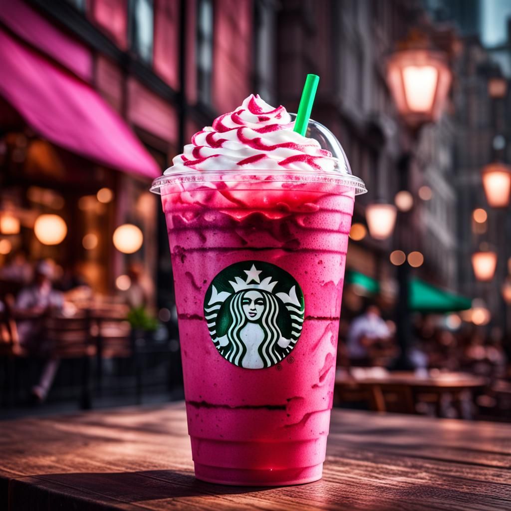 Hyperrealistic Starbucks Pink Drink Close-Up