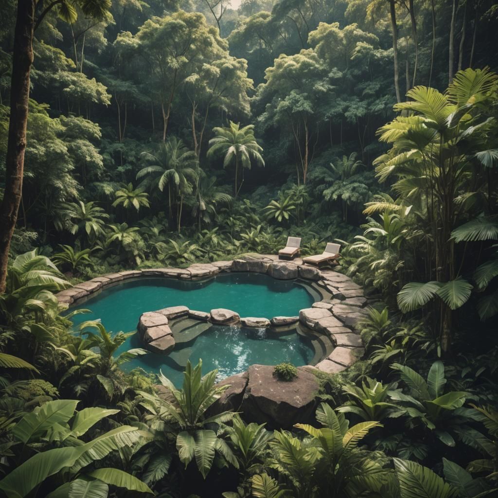Tropical Infinity Pool in Cinematic Style