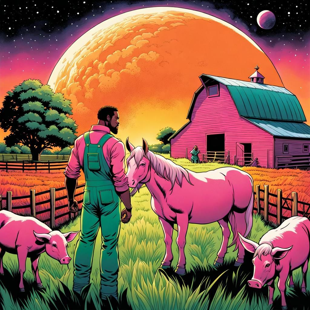 Intergalactic Farm: Father and Son in Comic Style