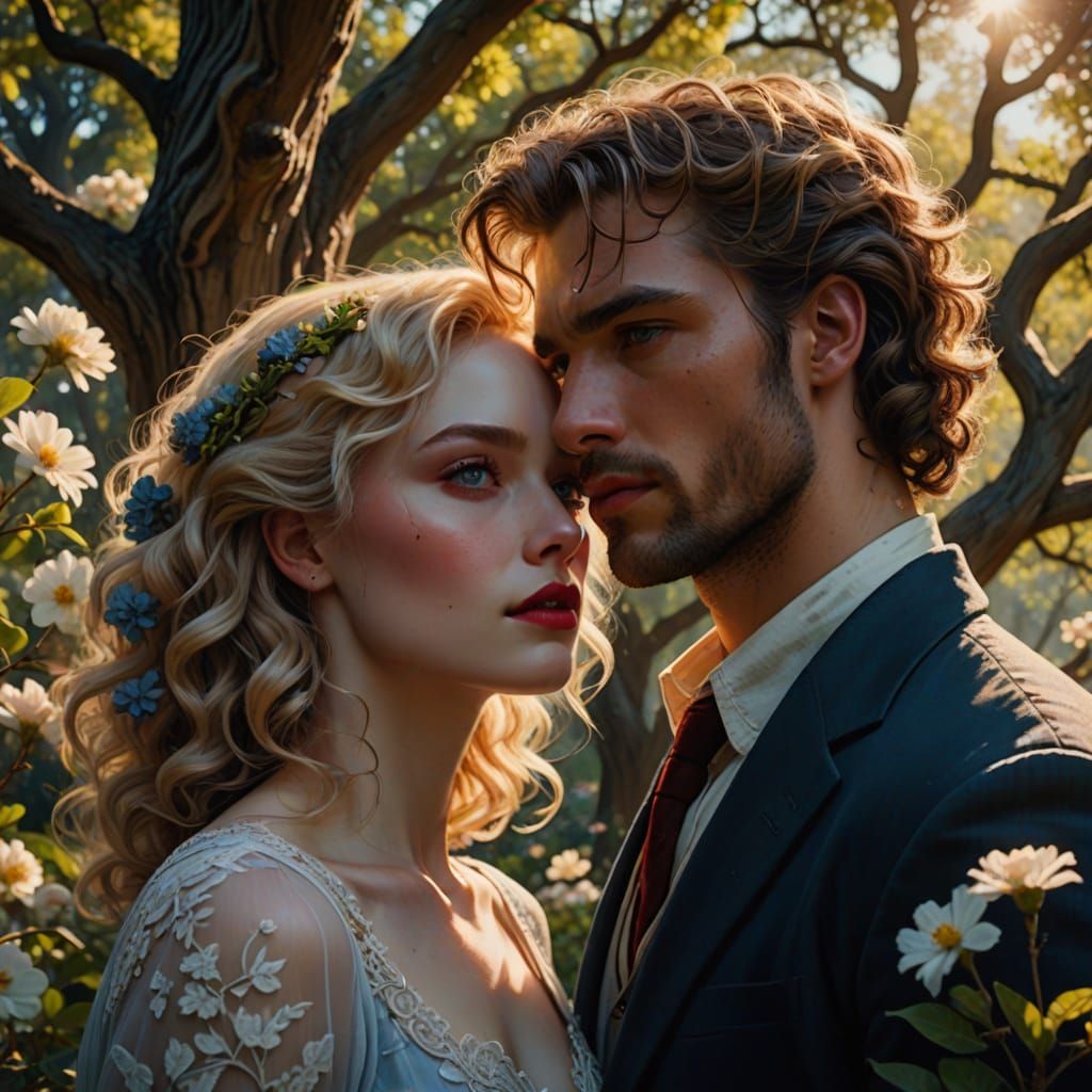 Hyperrealistic Portrait of an Enigmatic Beauty in a Whimsica...