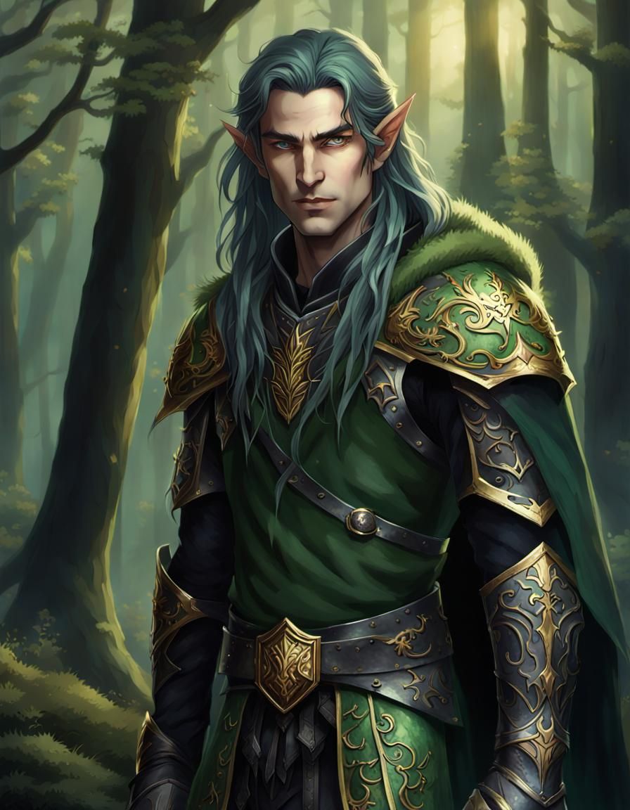 Elven Ranger in Forest at Twilight
