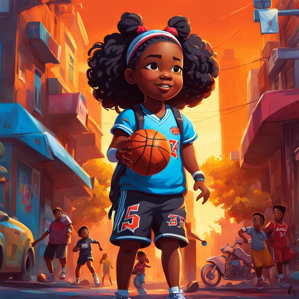 Basketball Girl in Street Art Style
