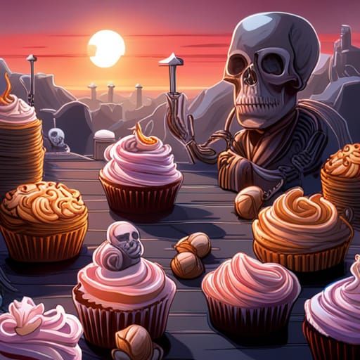 Halloween Graveyard Cake Table: Hyperrealistic Concept Art