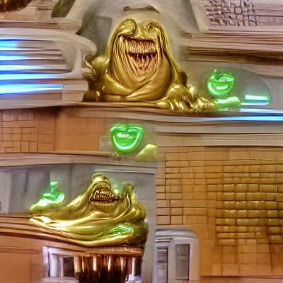 Slimer Laughing in a Golden Palace