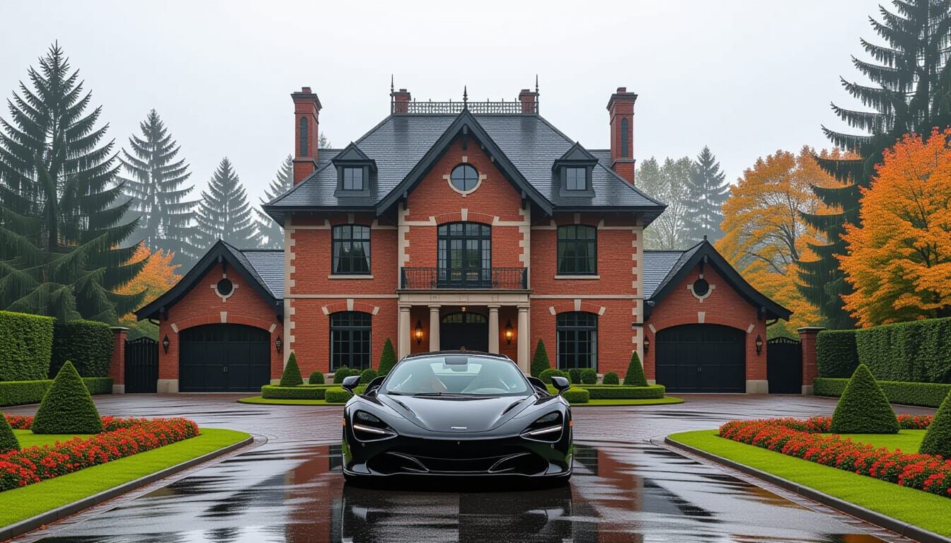 Victorian Chateau with McLaren in Misty Season