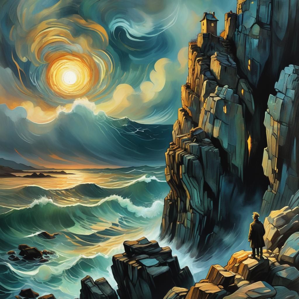 Confronting the Storm: Van Gogh-Style Hurricane