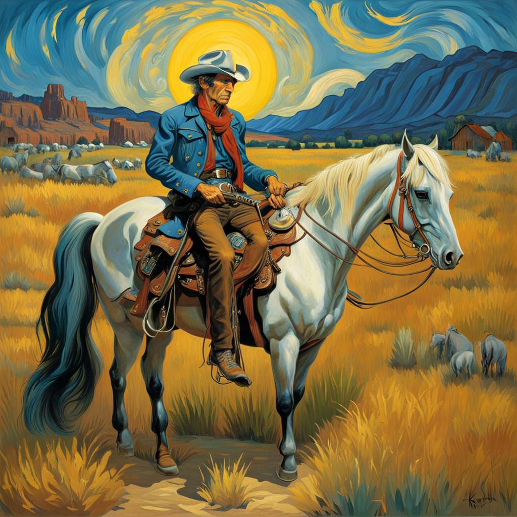 Keith Richards as Cowboy in Van Gogh Style