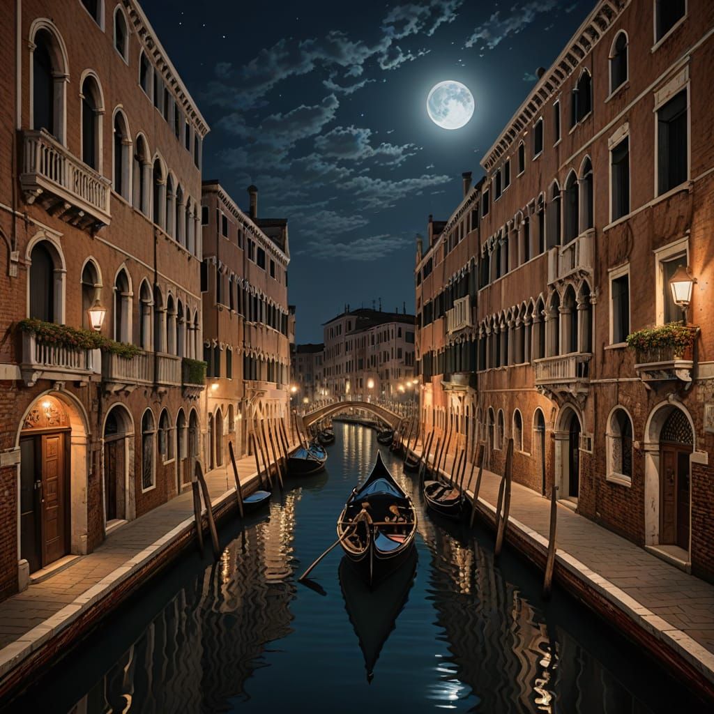 Romantic Moonlit Gondola Ride in Venice