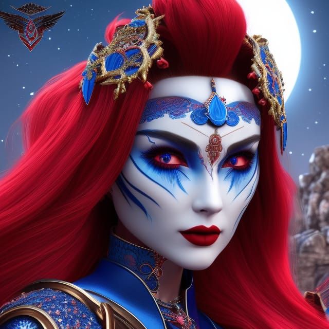 Detailed Moon Goddess in Gothic Art Style