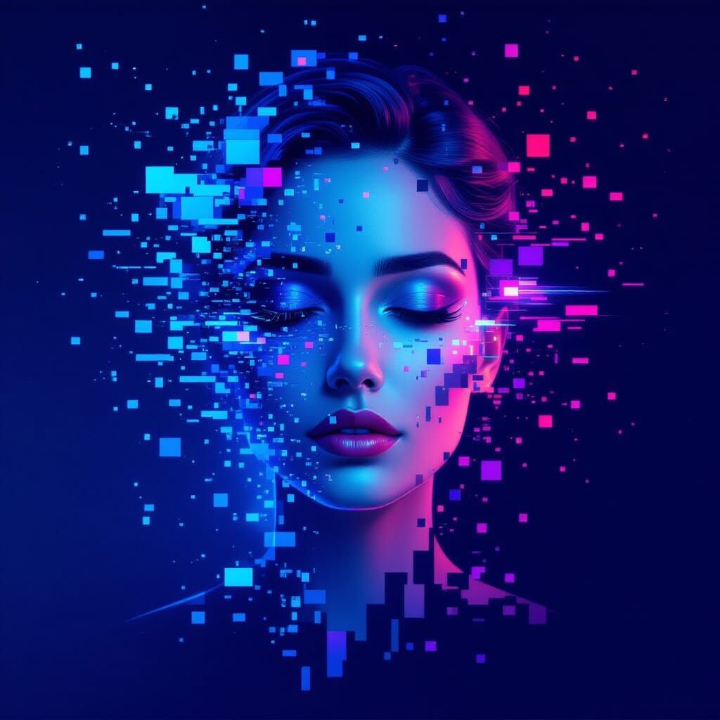 Abstract Digital Art of Vanishing Memories in Cosmic Void