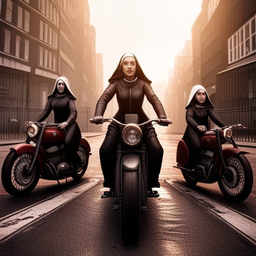 Leather Nuns on Motorcycles in London