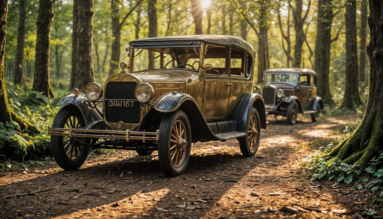 Whimsical Antique Elven Car in Enchanted Woods