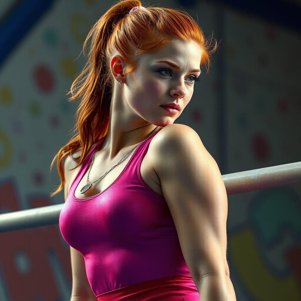 Gymnast Training on Parallel Bars in Hyperrealistic Style