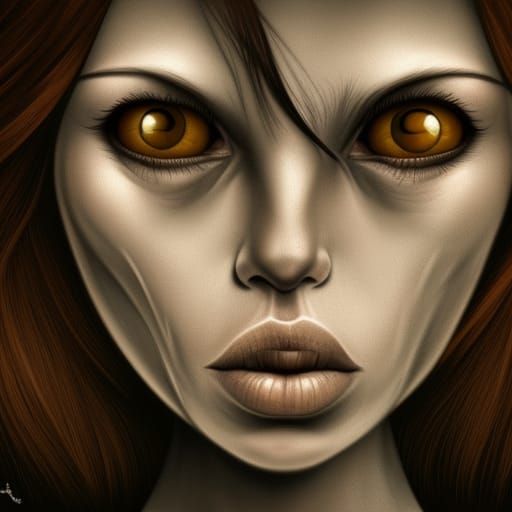 Dark-Haired Woman, Hyperdetailed Dark Fantasy Art