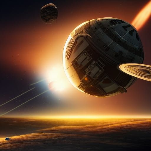 Spaceship Crashing into Planet: Digital Matte Painting