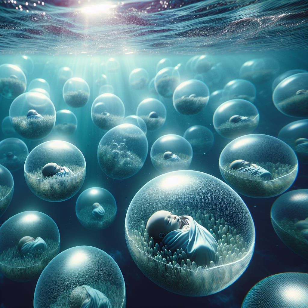 Underwater Pods Nurture Serene Ocean Babies in a Captivating...