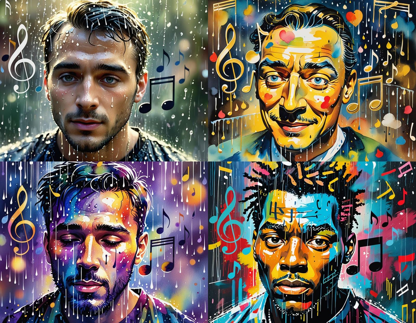 Passionate Singer in Musical Rain