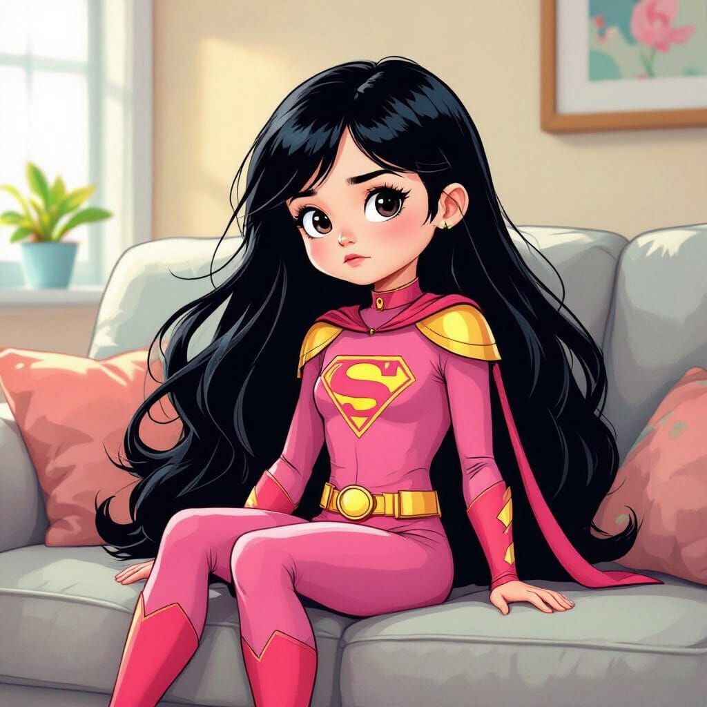 Bored Superhero Girl: Vibrant Digital Illustration