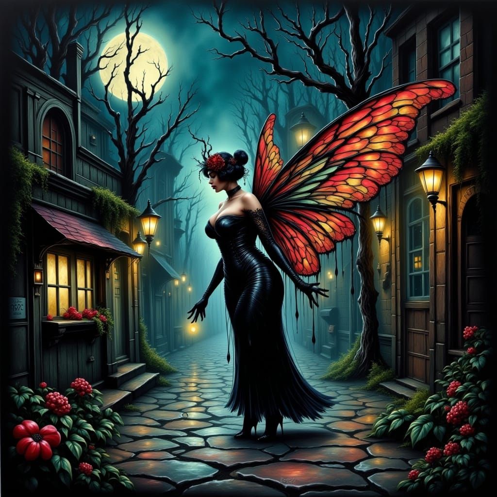 Goth Flapper Fairy Enters Moonlit Speakeasy