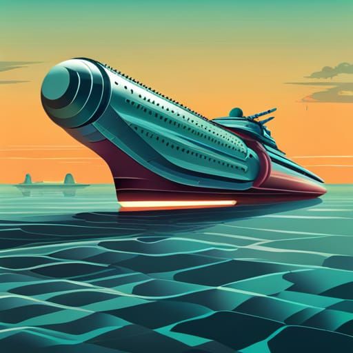 Retro Futurism Battleship Concept Art