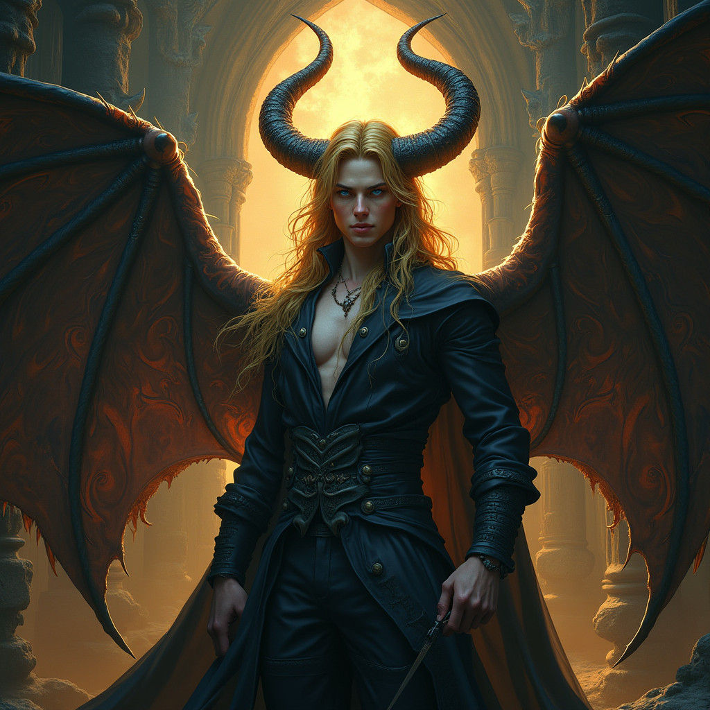 Handsome Lucifer in Gothic Setting, Concept Art