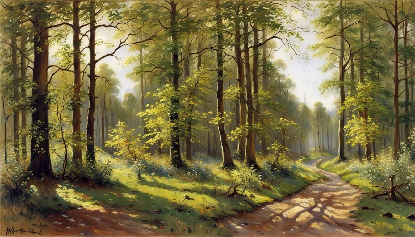 Charlottenlund Forest Landscape in Mork Monsted Style