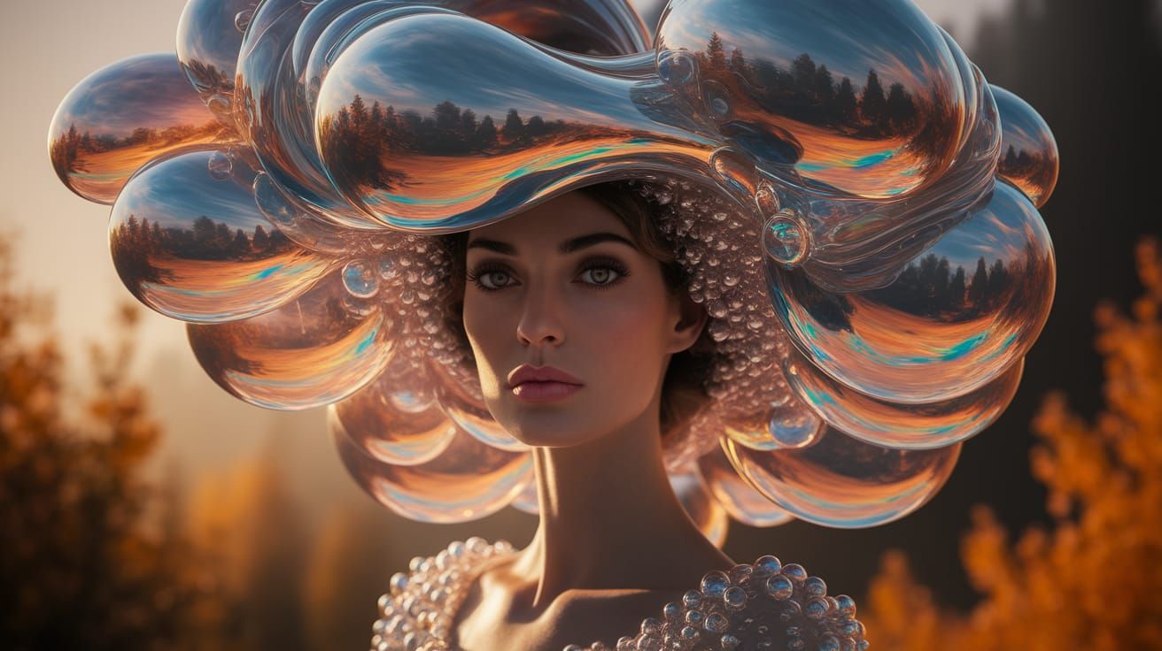 Ethereal Lady with Iridescent Bubble Hat