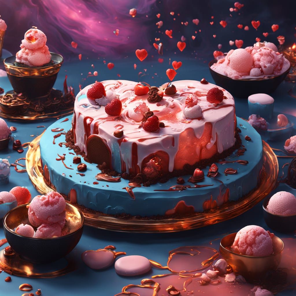 Whimsical Ice Cream Fantasy in Deep, Rich Colors