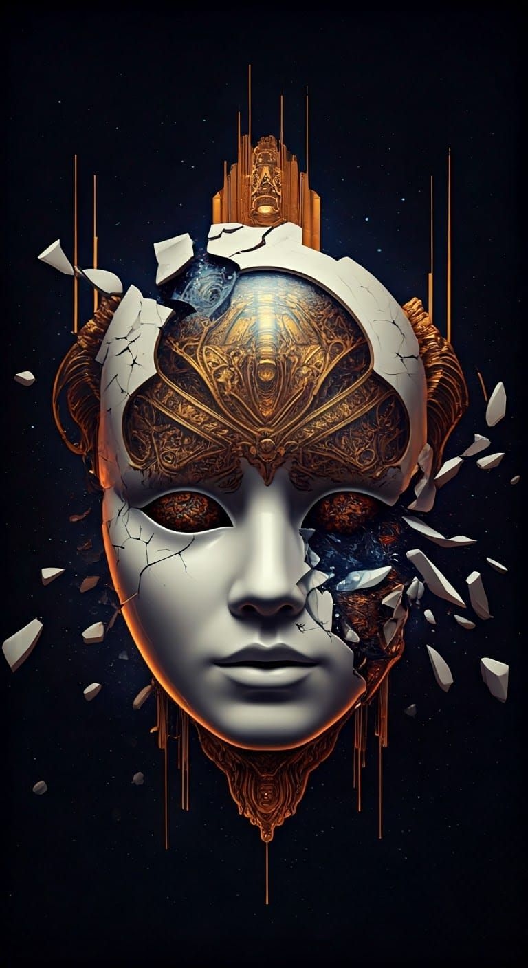 Shattered Mask in Starry Void with Geometric Energy