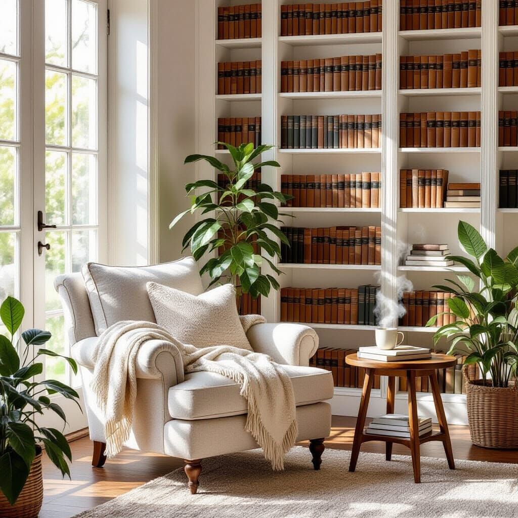 Cozy Reading Nook in Photorealistic Style