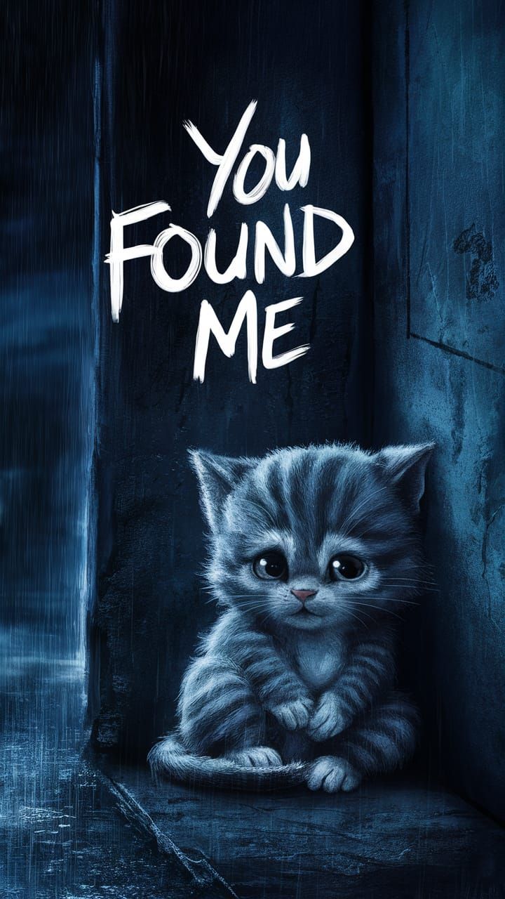 Movie Poster: Lost Kitten in Rainy Alley