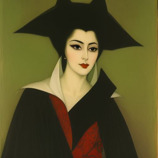Vampire Lord Enjoys Onigiri in Classical Portrait