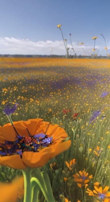 Vibrant Close-Up of Wildflowers in Fairycore Style