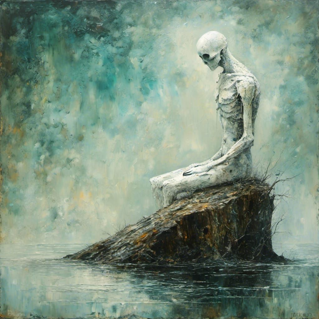 Translucent Android in Dark Oil Impressionist Style