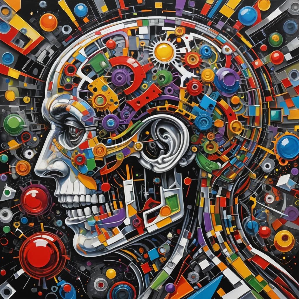 Surreal Brains in Cubist Expressionist Style