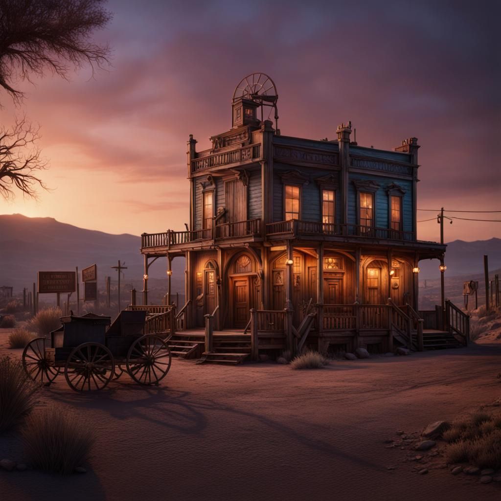 Boothill Calliope at Twilight: Detailed Matte Painting