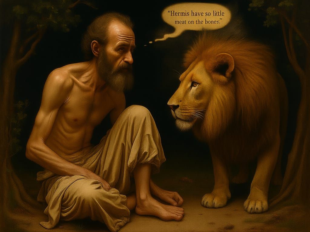 Saint Jerome and Lion in Wilderness Oil Painting